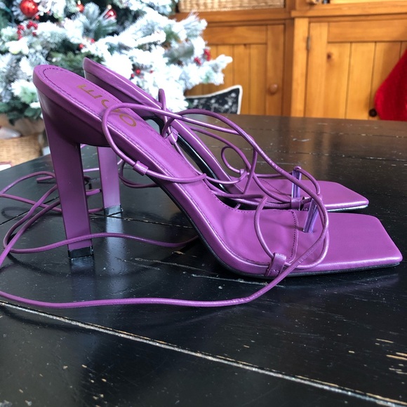 NWT | EGO Official | Lace Up Square Toe Strappy Block Heels - Picture 8 of 11